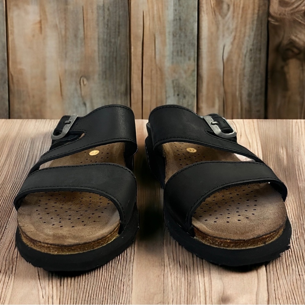 Spring Step Slides Black Leather US Size 7 and EU Size 37 Made In Spain - Picture 13 of 13